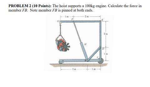 Solved Problem Points The Hoist Supports A Kg Chegg