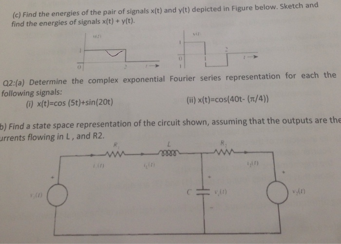 Solved C Find The Energies Of The Pair Of Signals X T And Chegg