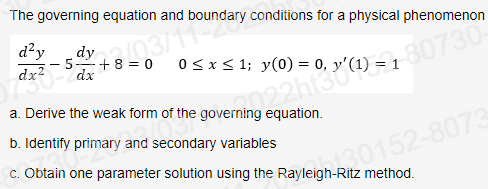 Solved The Governing Equation And Boundary Conditions For A Chegg