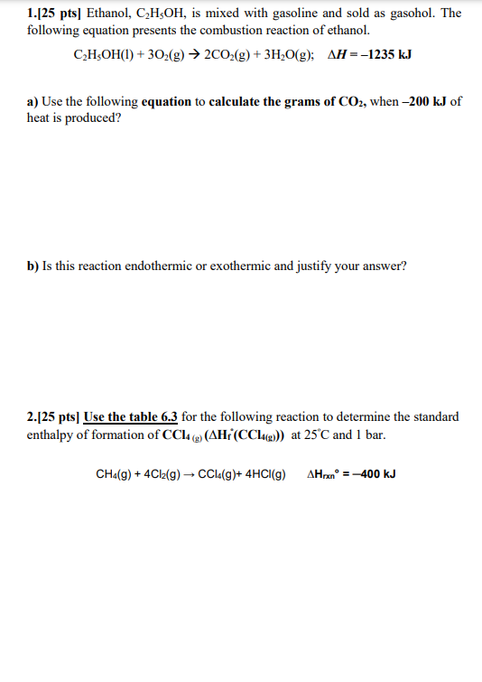 Solved Pts Ethanol C H Oh Is Mixed With Gasoline Chegg