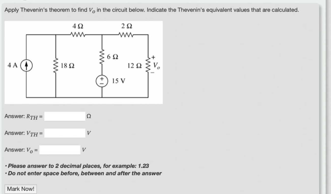 Solved Apply Thevenin S Theorem To Find VO In The Circuit Chegg