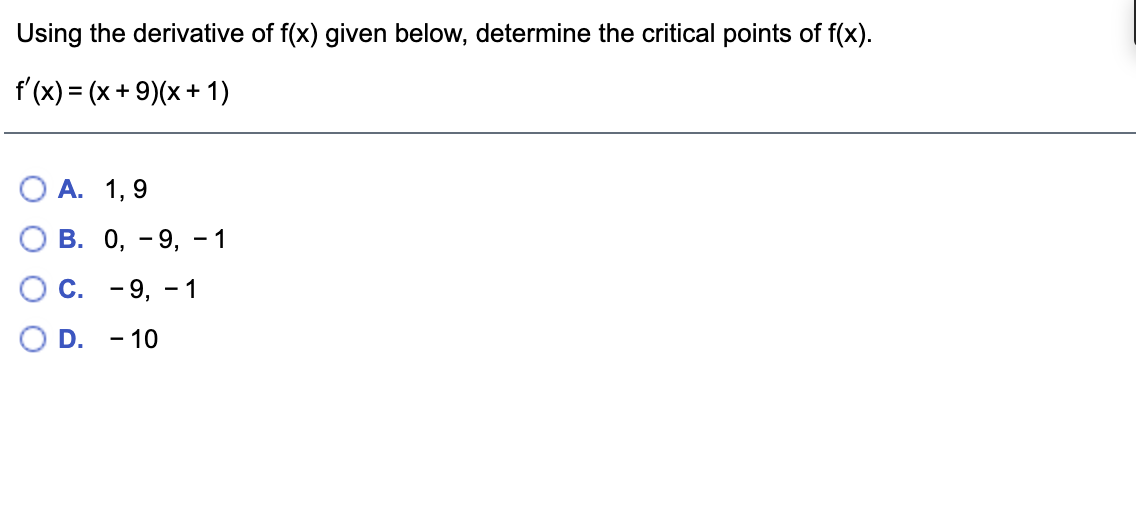 Solved Using The Derivative Of F X Given Below Determine Chegg