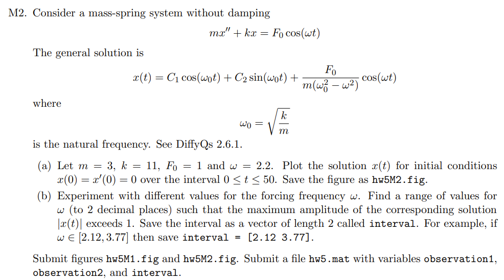 Solved P M Mi Consider A Mass Spring System With Chegg