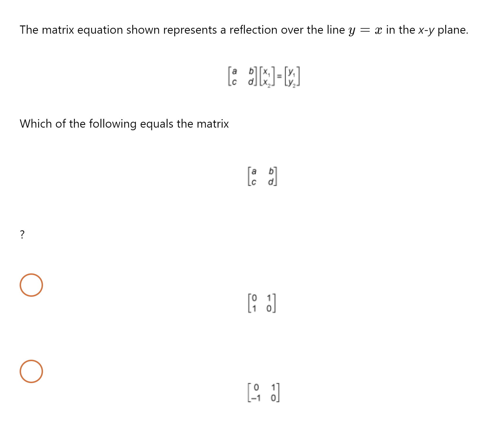 Solved The Matrix Equation Shown Represents A Reflection Chegg