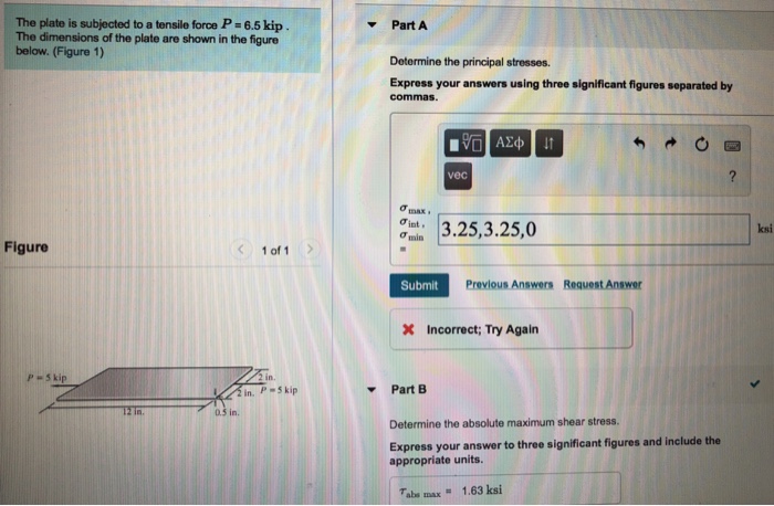 Solved The Plate Is Subjected To A Tensile Force P 6 5 Kip Chegg