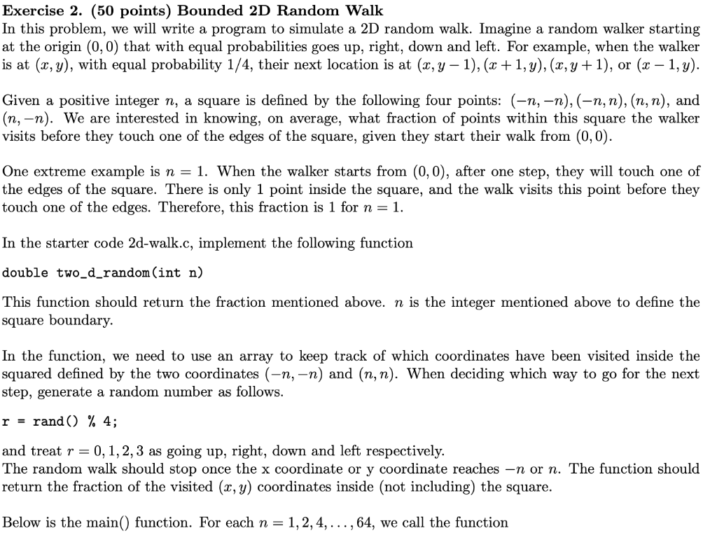 Solved Exercise 2 50 Points Bounded 2D Random Walk In Chegg