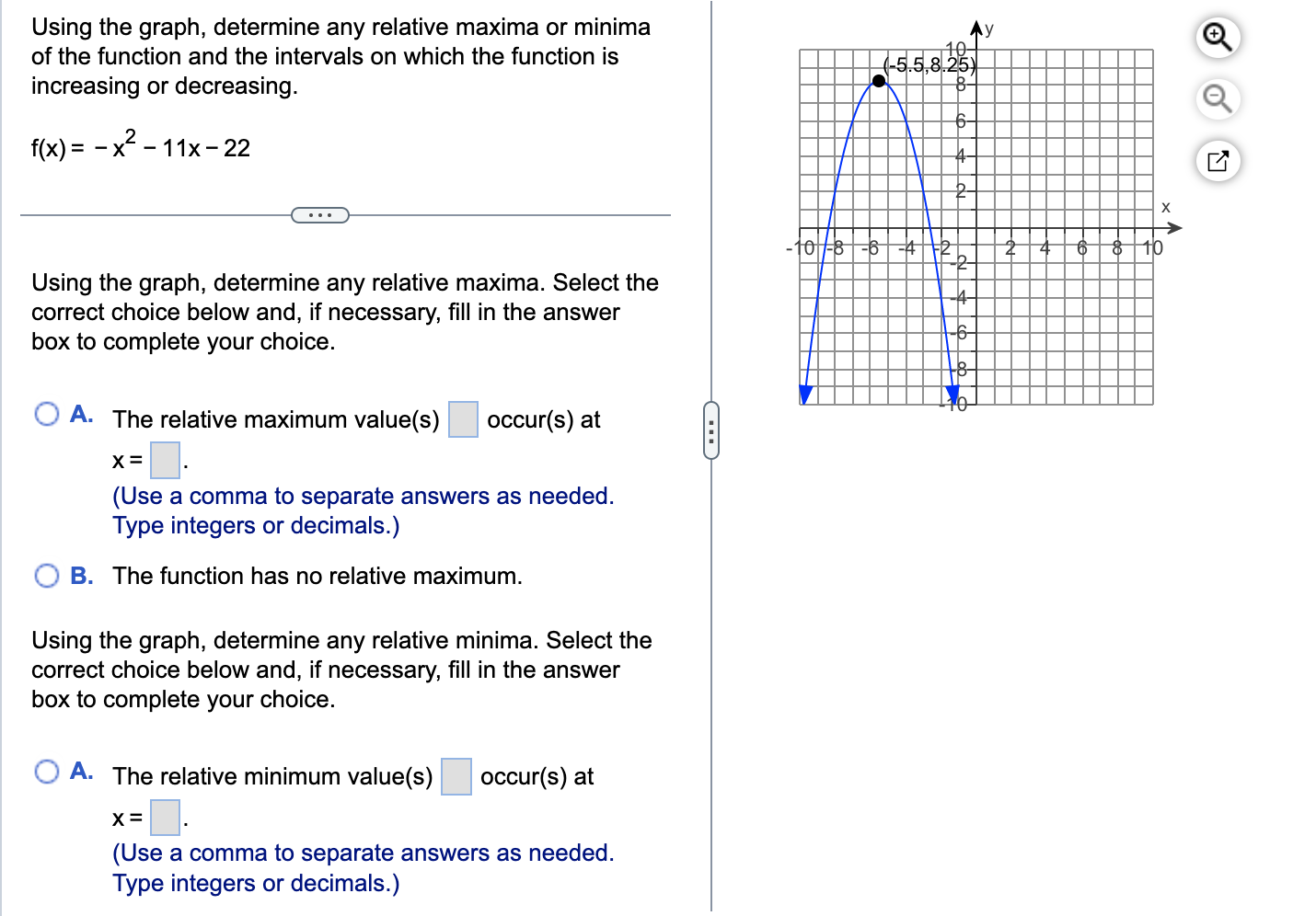 Solved Using The Graph Determine Any Relative Maxima Or Chegg