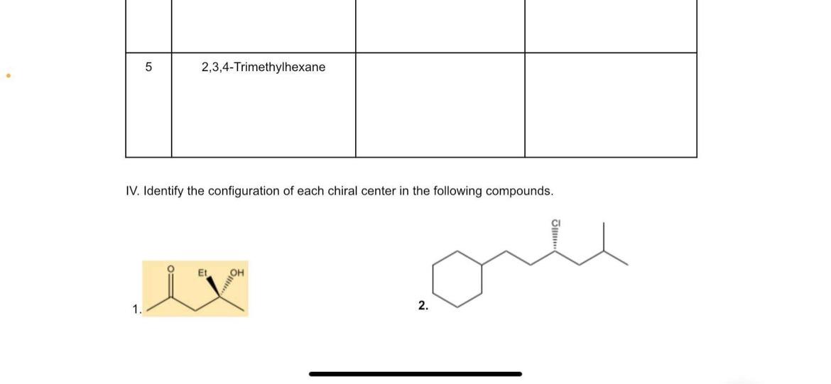 Solved Trimethylhexane Iv Identify The Chegg