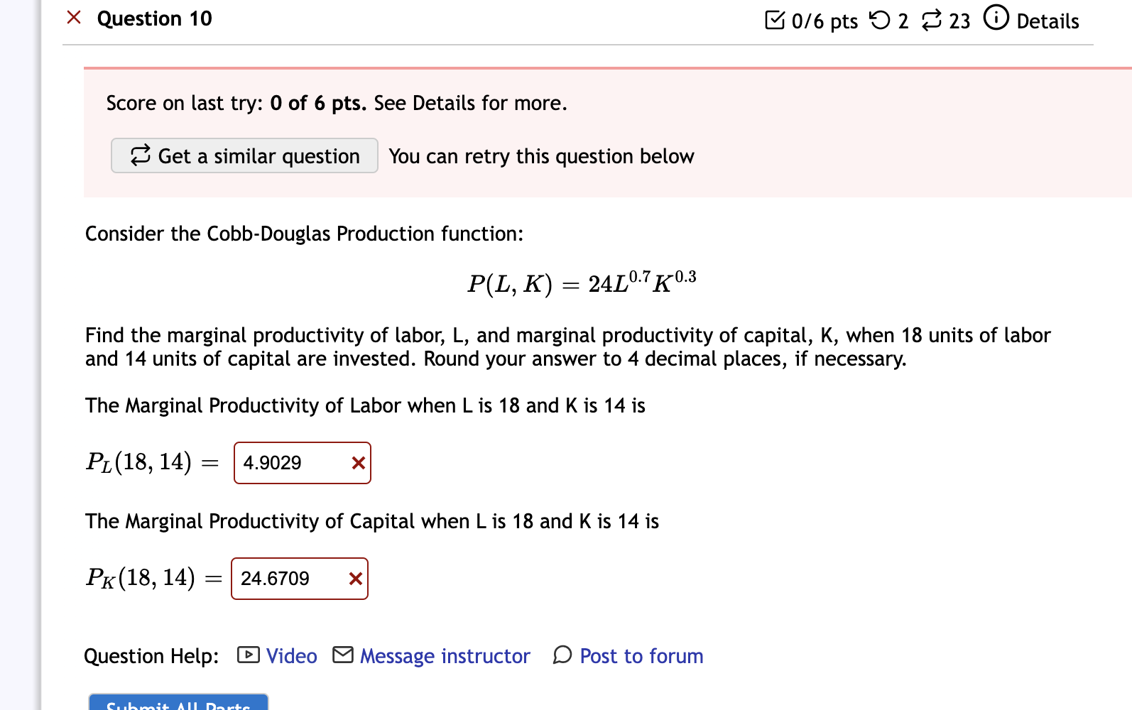 Solved Consider The Cobb Douglas Production Function P L Chegg