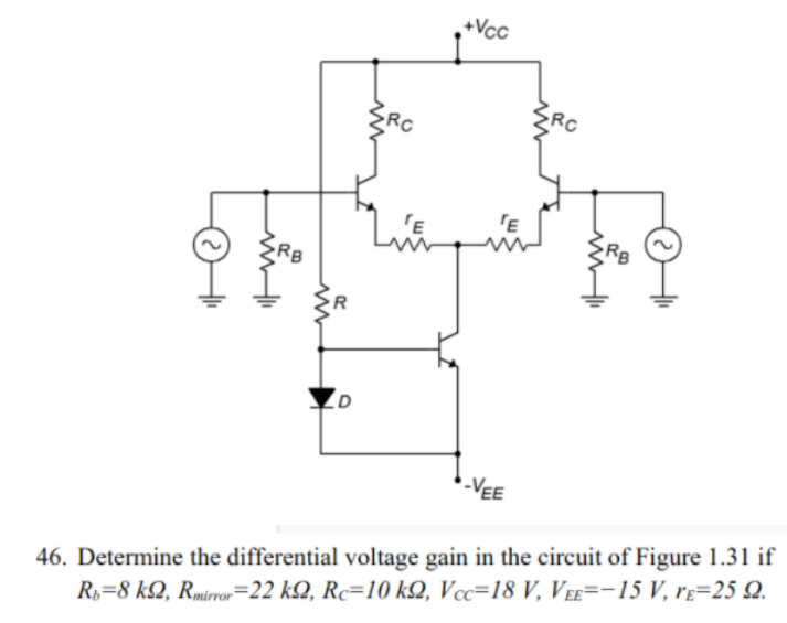 Solved Vcc Rc Rc Te Re D Rb R D Vee Determine The Chegg