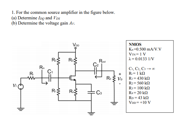 Solved For The Common Source Amplifier In The Figure