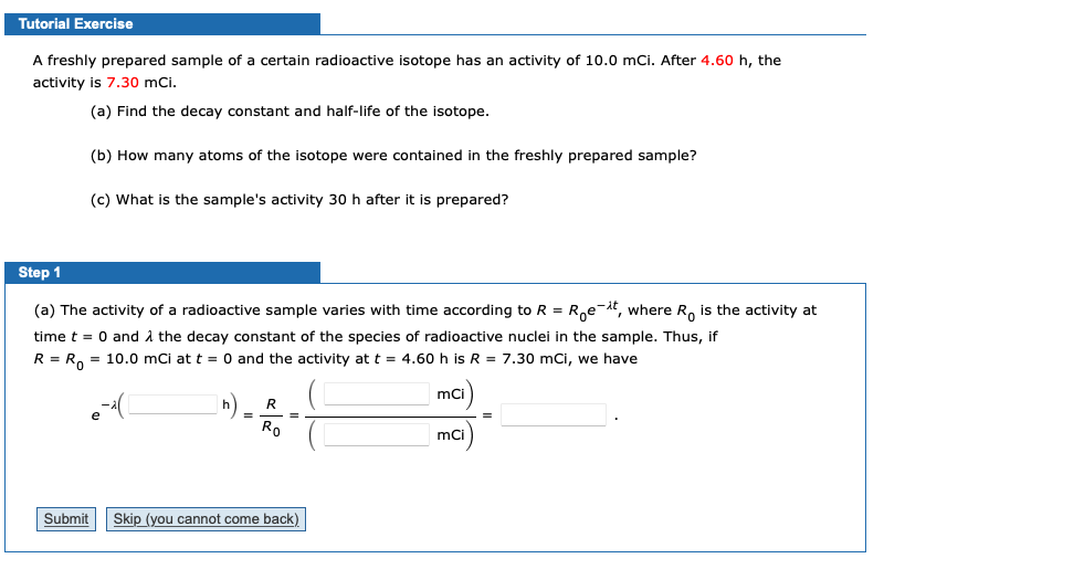 Solved Tutorial Exercise A Freshly Prepared Sample Of A Chegg