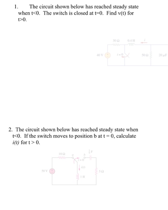 Solved The Circuit Shown Below Has Reached Steady State Chegg