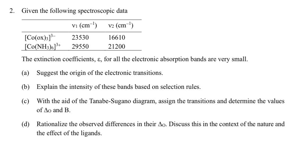 Solved Given The Following Spectroscopic Data The Chegg