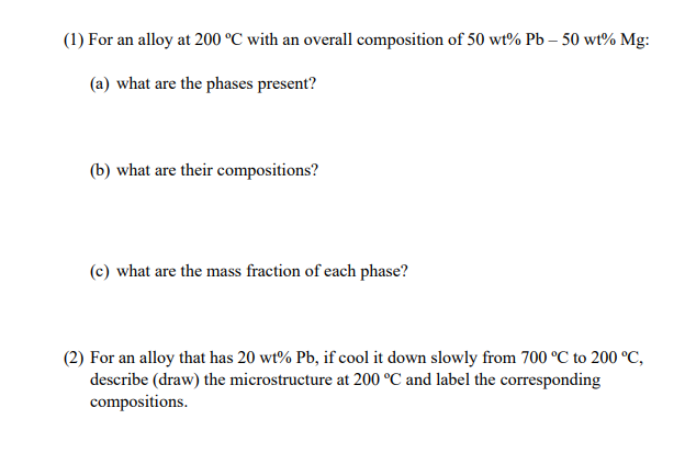 Solved Pts Refer The Mg Pb Phase Diagram Below Chegg