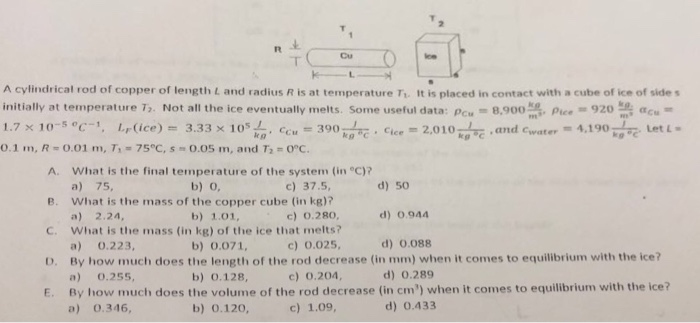 Solved 2 Cu A Cylindrical Rod Of Copper Of Length L And Chegg