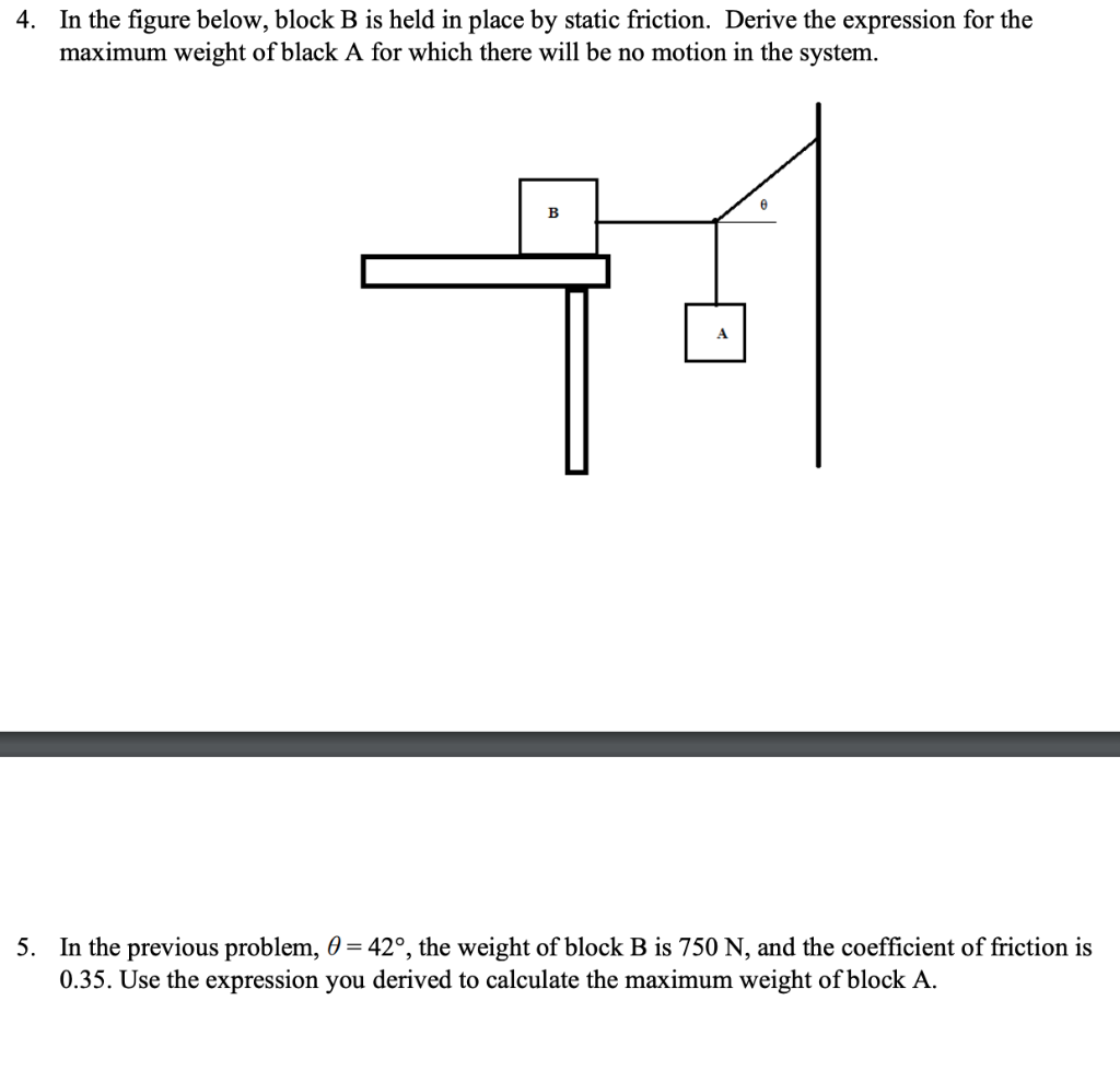 Solved 4 In The Figure Below Block B Is Held In Place By Chegg