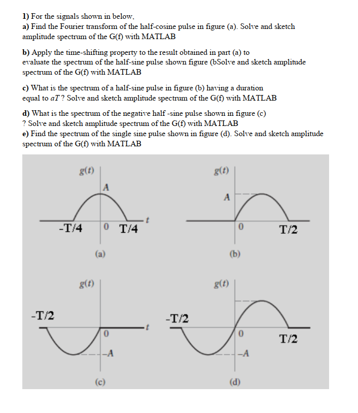 Solved 1 For The Signals Shown In Below A Find The Chegg