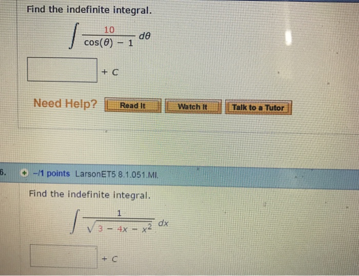 Solved Find The Indefinite Integral Integral 10 Cos Theta Chegg