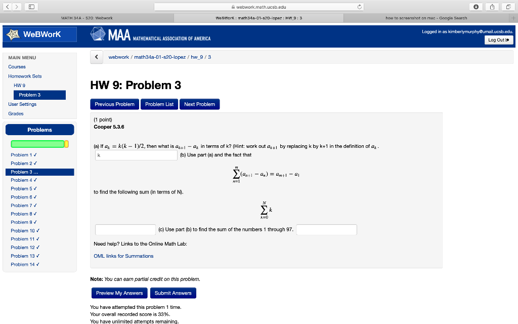 Solved Il Webwork Math Ucsb Edu MATH 34 520 Wataork Chegg