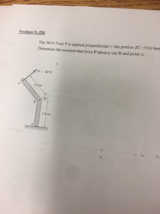 Solved The N Force P Is Applied Perpendicular T The Chegg