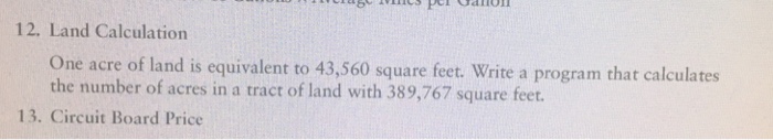 Solved Land Calculation One Acre Of Land Is Equivalent Chegg