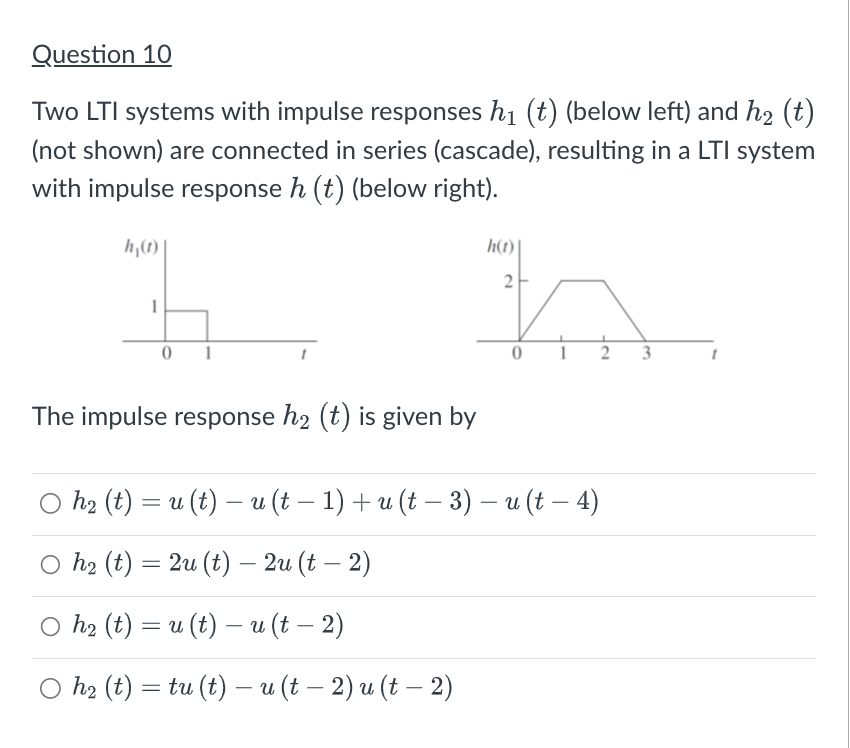 Solved Two Lti Systems With Impulse Responses H T Below Chegg