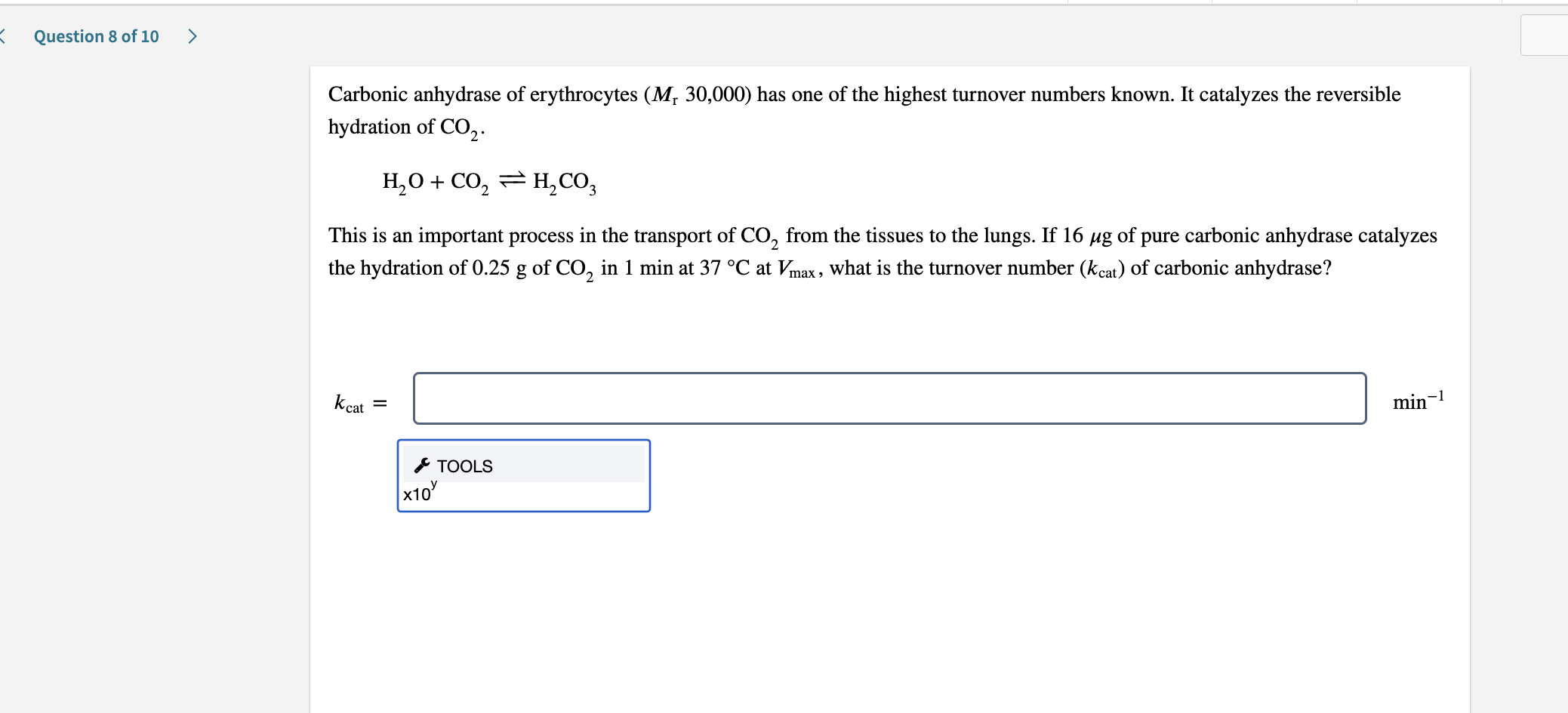 Solved Question Of Carbonic Anhydrase Of Erythrocytes Chegg