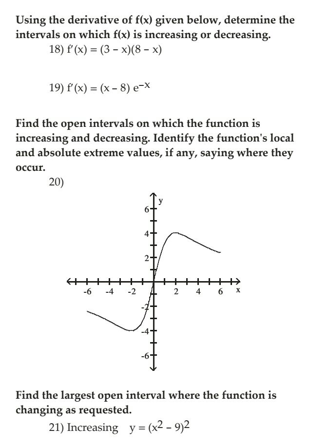 Solved Using The Derivative Of F X Given Below Determine Chegg