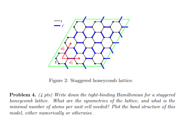 Solved Figure Staggered Honeycomb Lattice Problem Chegg