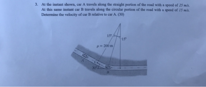 Solved At The Instant Shown Car A Travels Along The Chegg