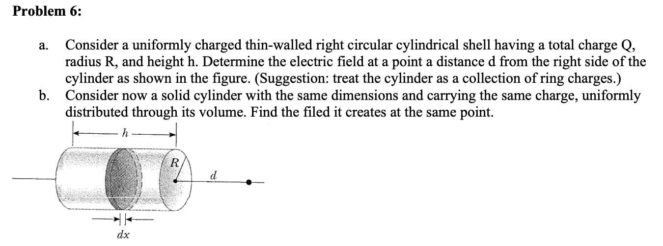 Solved Problem A Consider A Uniformly Charged Chegg