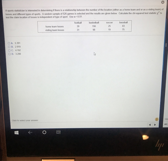 Solved A Sports Statistician Is Interested In Determining If Chegg