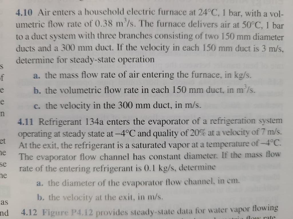 Solved S E E N 4 10 Air Enters A Household Electric Furnace Chegg