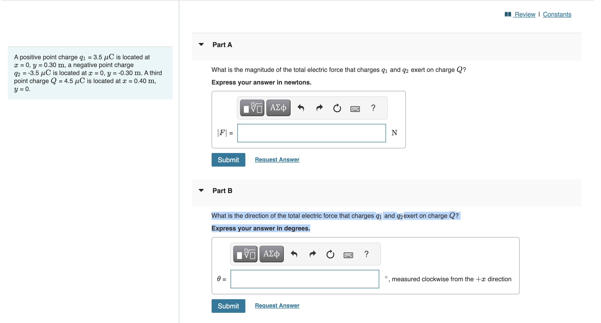 Solved A Positive Point Charge Q C Is Located At X Chegg