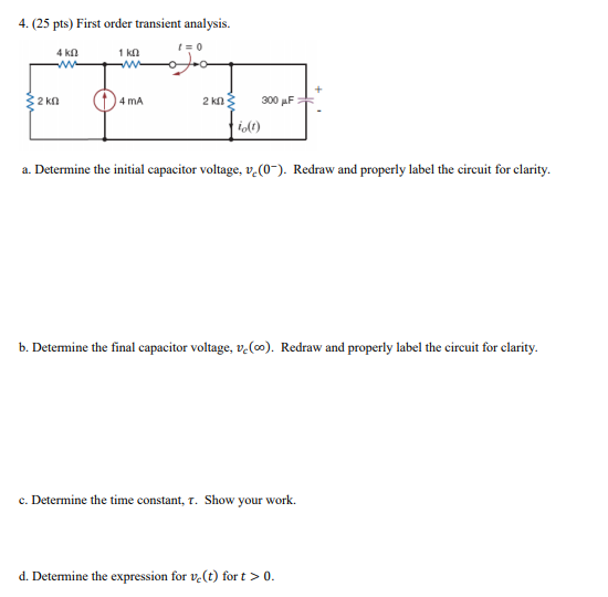 Solved Pts First Order Transient Analysis I Chegg