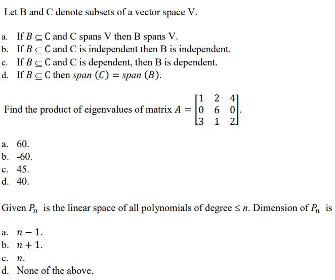 Solved Let B And C Denote Subsets Of A Vector Space V A If Chegg