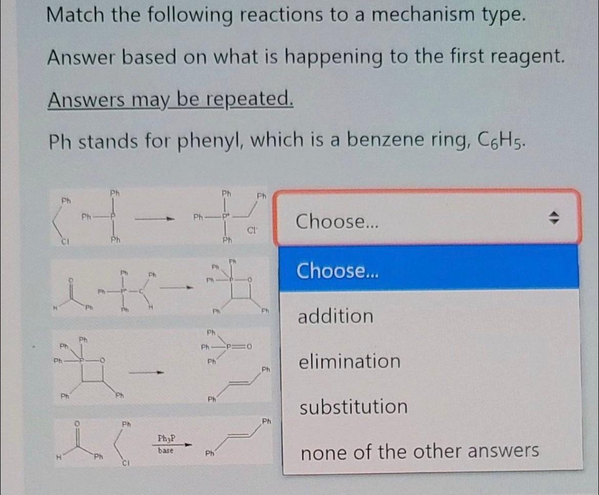 Solved Match The Following Reactions To A Mechanism Type Chegg