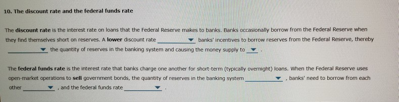 Solved The Discount Rate And The Federal Funds Rate Chegg