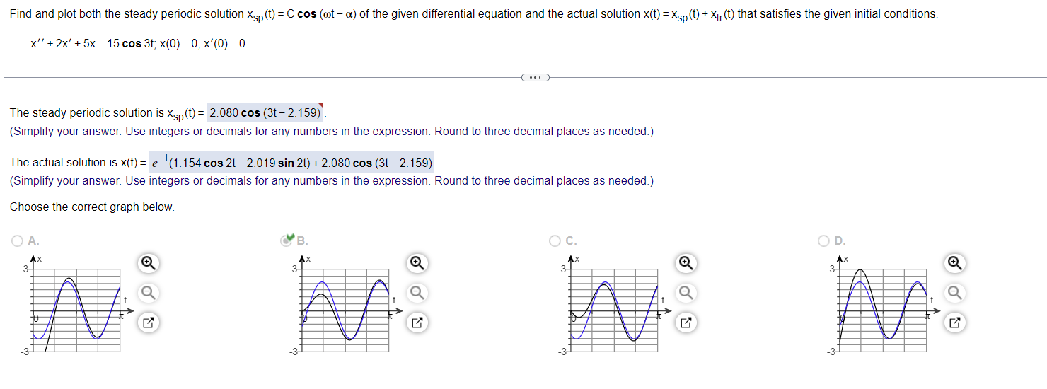 Find And Plot Both The Steady Periodic Solution Chegg