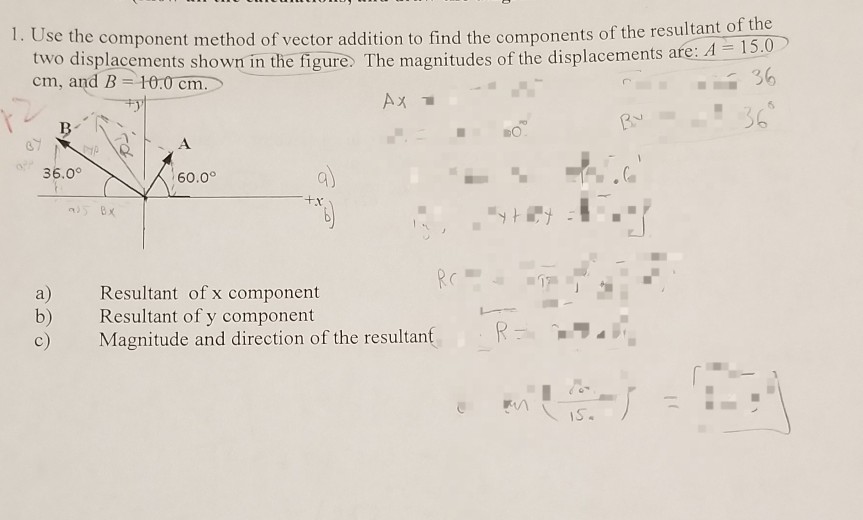 Solved I Use The Component Method Of Vector Addition To Chegg