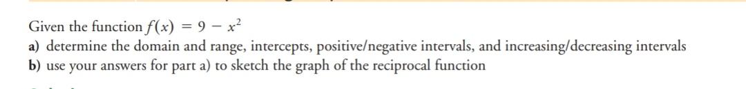 Solved Given The Function F X 9 A Determine The Chegg