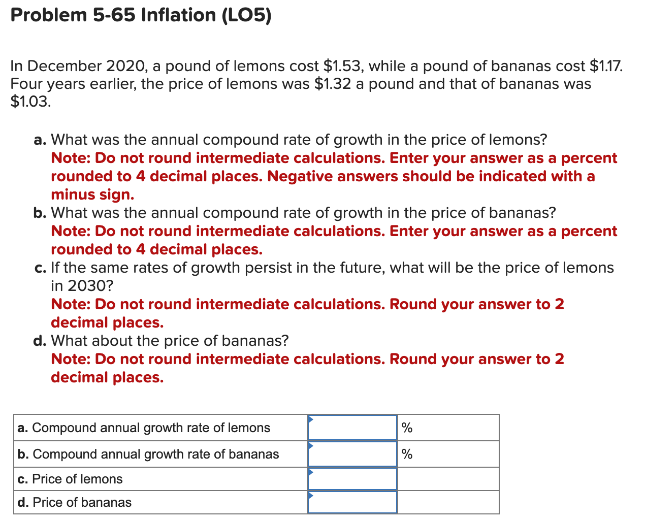 Solved In December A Pound Of Lemons Cost Chegg