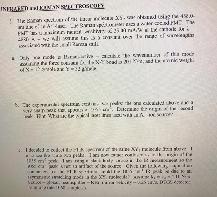 Solved INFRARED And RAMAN SPECTROSCOPY 1 The Raman Spectrum Chegg