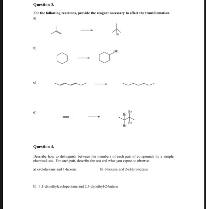 Solved Alkenes Alkynes Question Predict The Products Of The Chegg