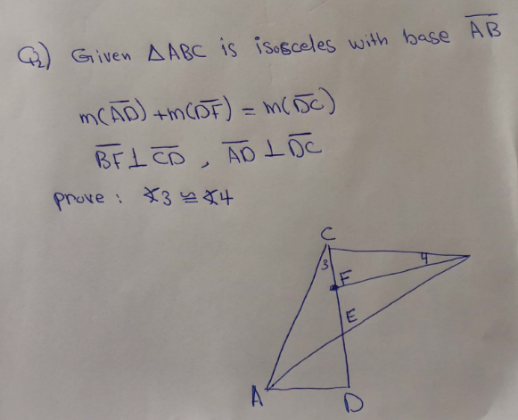 Solved 2 Given AABC Is Isosceles With Base AB MCAD MCF Chegg