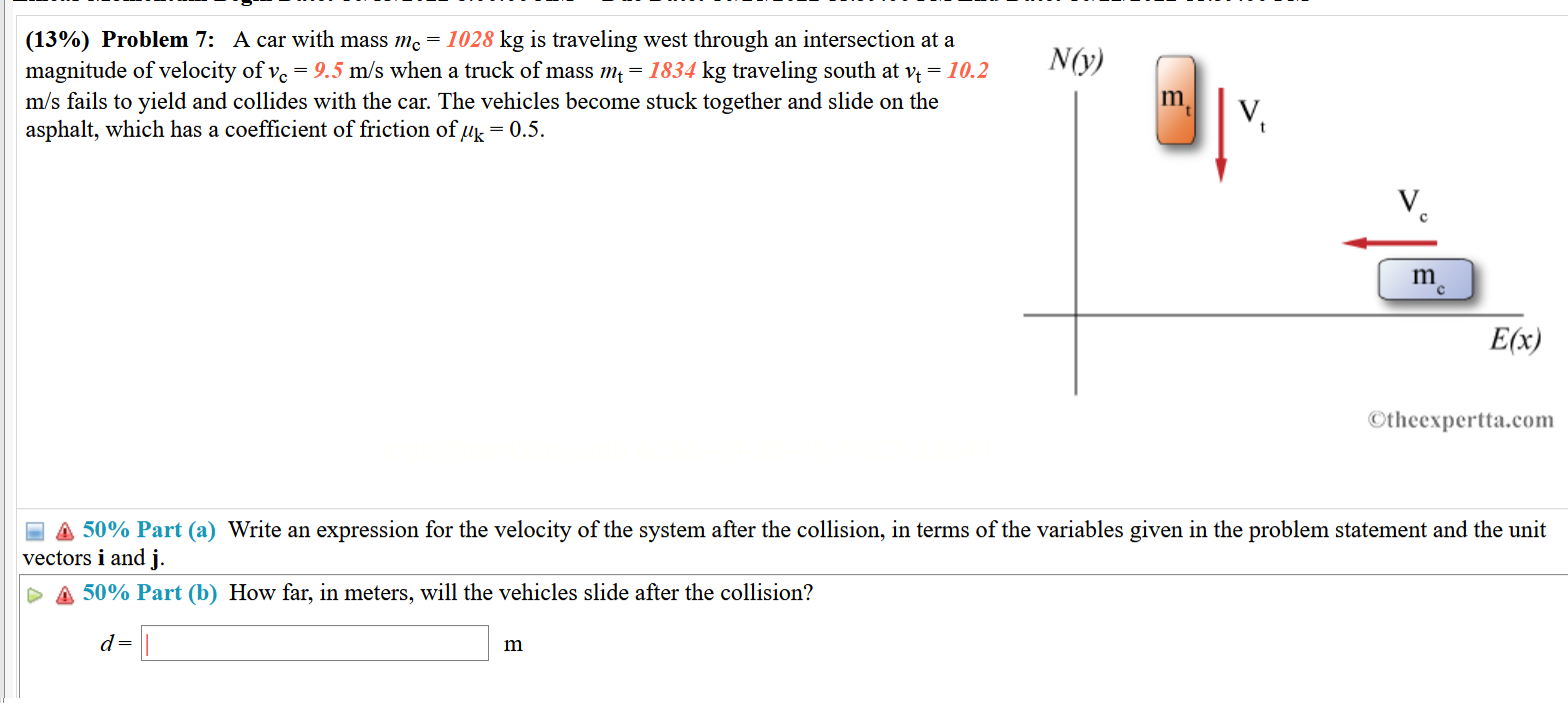 Solved Problem A Car With Mass Mc Kg Is Chegg