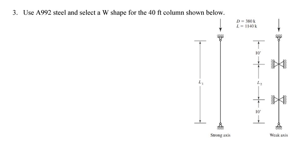 Solved 3 Use A992 Steel And Select A W Shape For The 40ft Chegg