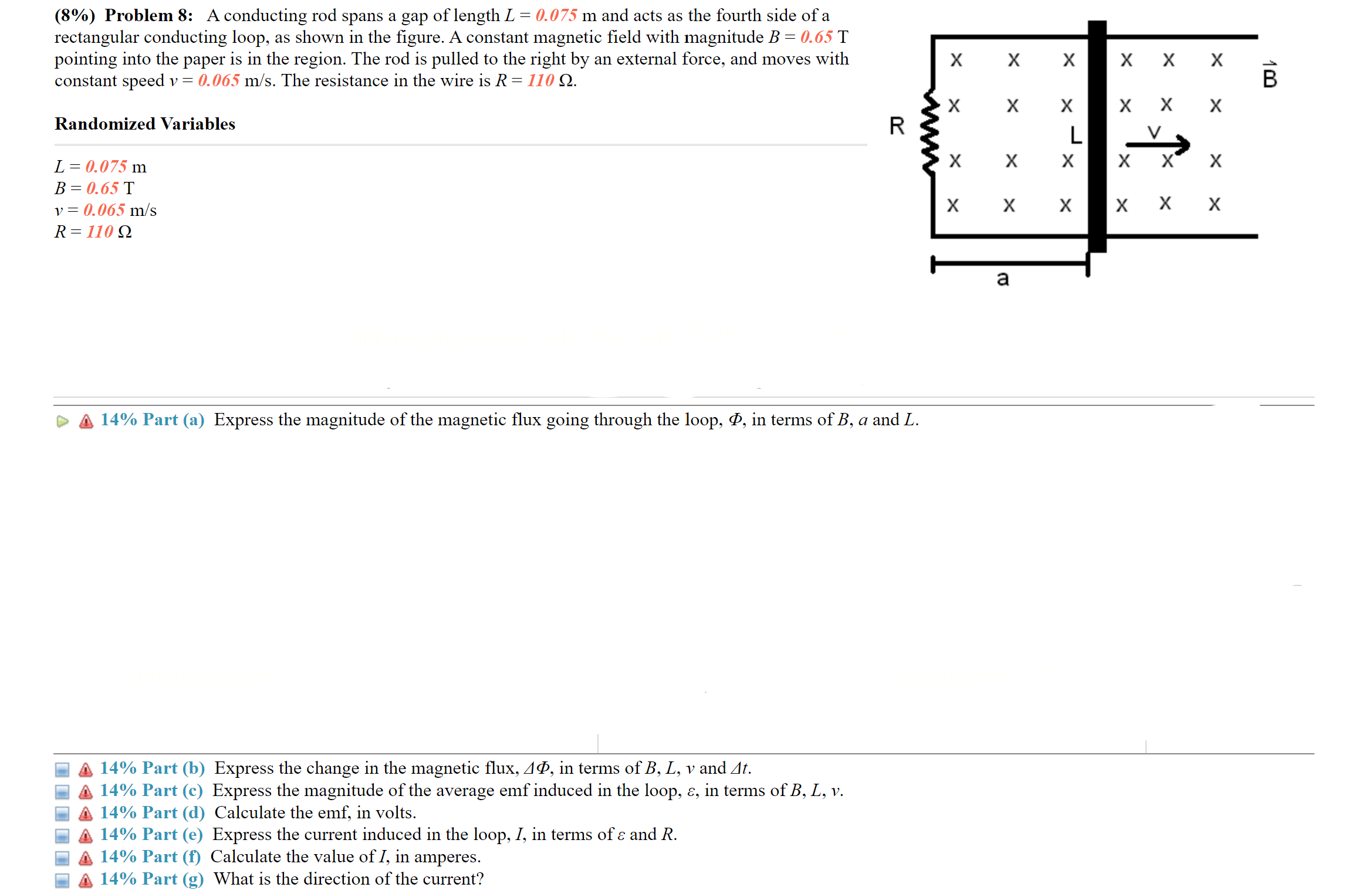 Solved Problem A Conducting Rod Spans A Gap Of Chegg