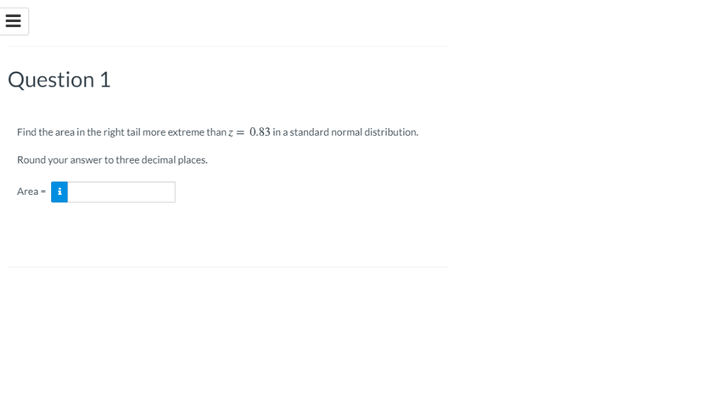 Solved Question Find The Area In The Right Tail More Chegg